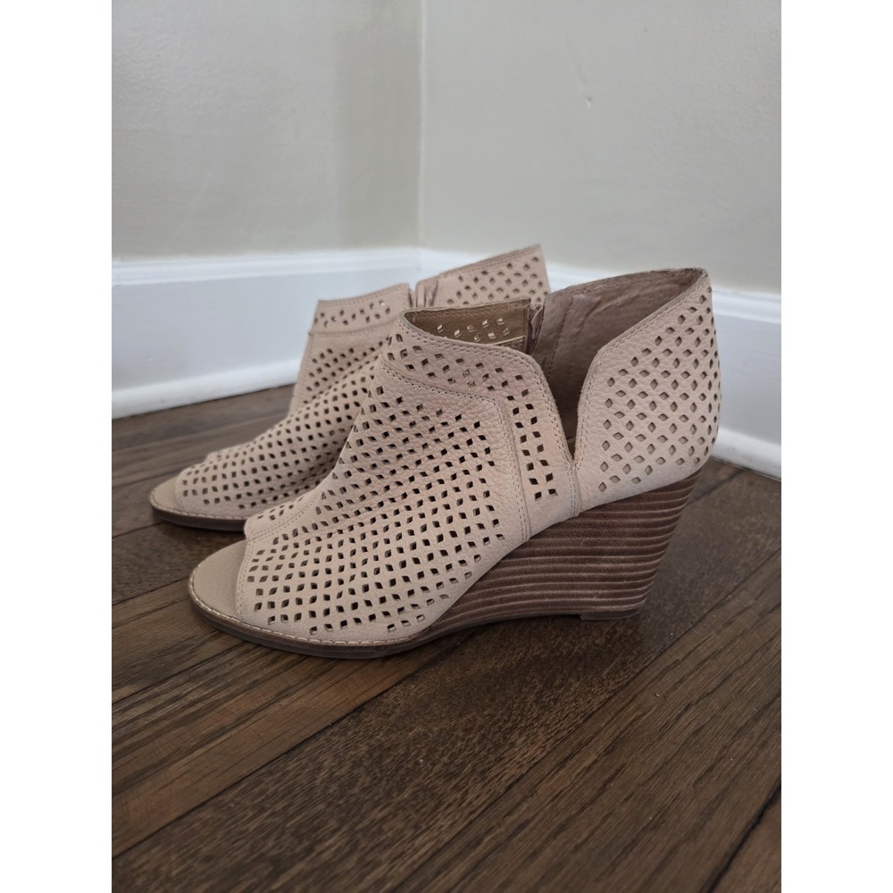 Lucky Brand Jazley Wedge Open Toe‎ Booties Women's 6.5m Perforated - Picture 7 of 12